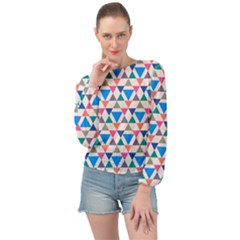 Multicolor Triangle Banded Bottom Chiffon Top by tmsartbazaar