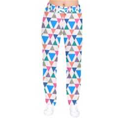 Multicolor Triangle Women Velvet Drawstring Pants