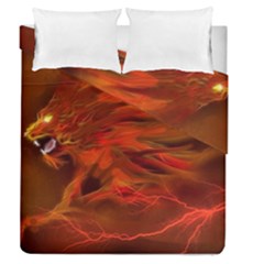 Fire Lion Flame Light Mystical Duvet Cover Double Side (queen Size) by HermanTelo