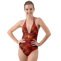 Fire Lion Flame Light Mystical Halter Cut-out One Piece Swimsuit