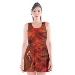 Fire Lion Flame Light Mystical Scoop Neck Skater Dress