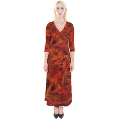 Fire Lion Flame Light Mystical Quarter Sleeve Wrap Maxi Dress