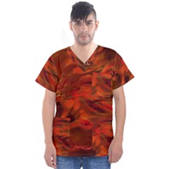 Fire Lion Flame Light Mystical Men s V-neck Scrub Top