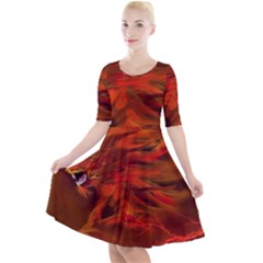 Fire Lion Flame Light Mystical Quarter Sleeve A-line Dress by HermanTelo