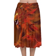 Fire Lion Flame Light Mystical Velvet Flared Midi Skirt by HermanTelo