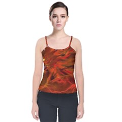 Fire Lion Flame Light Mystical Velvet Spaghetti Strap Top