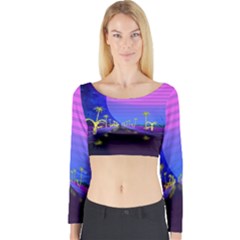 Blue Club Long Sleeve Crop Top by Mariart