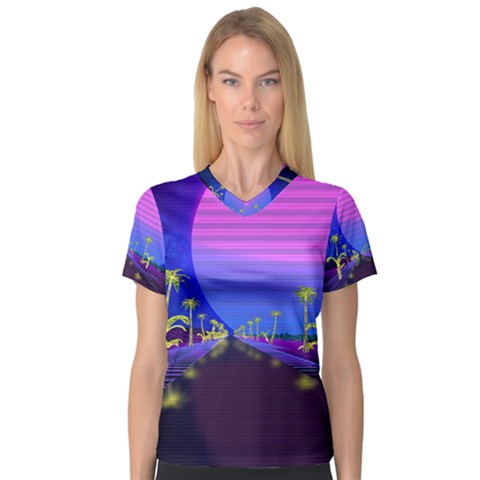 Blue Club V-neck Sport Mesh Tee by Mariart