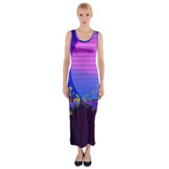 Blue Club Fitted Maxi Dress by Mariart