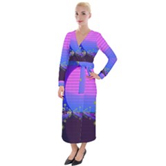 Blue Club Velvet Maxi Wrap Dress