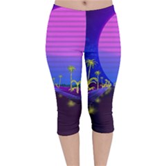 Blue Club Velvet Capri Leggings  by Mariart