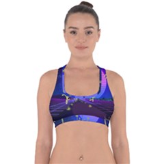 Blue Club Cross Back Hipster Bikini Top  by Mariart