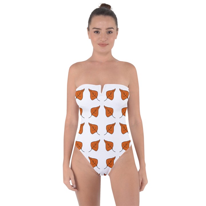 Fallen Leaves Autumn Tie Back One Piece Swimsuit