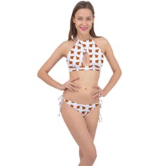 Fallen Leaves Autumn Cross Front Halter Bikini Set