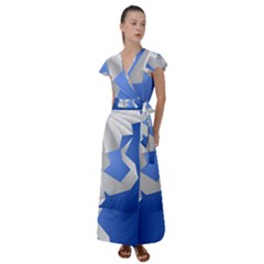 Origami Dragon Flutter Sleeve Maxi Dress