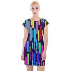 Abstract Line Cap Sleeve Bodycon Dress