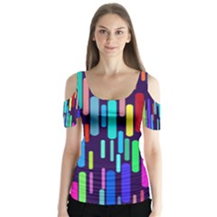 Abstract Line Butterfly Sleeve Cutout Tee 