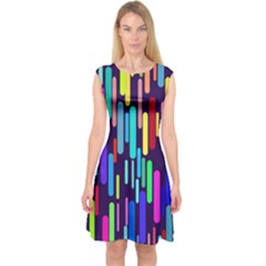 Abstract Line Capsleeve Midi Dress