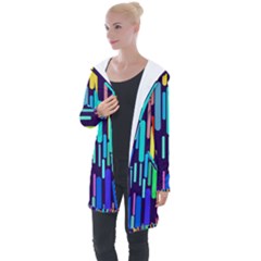 Abstract Line Longline Hooded Cardigan