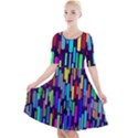 Abstract Line Quarter Sleeve A-Line Dress View1