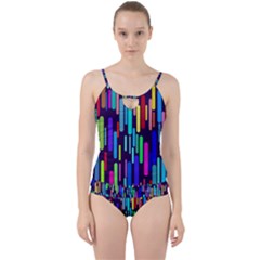 Abstract Line Cut Out Top Tankini Set