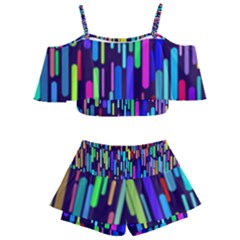 Abstract Line Kids  Off Shoulder Skirt Bikini