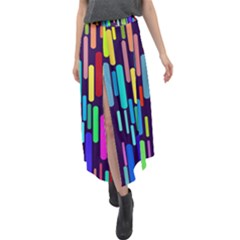 Abstract Line Velour Split Maxi Skirt