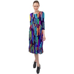 Abstract Line Ruffle End Midi Chiffon Dress by HermanTelo