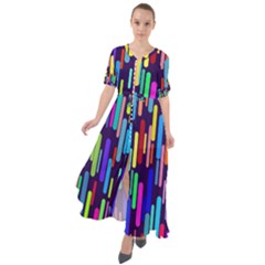 Abstract Line Waist Tie Boho Maxi Dress