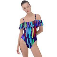 Abstract Line Frill Detail One Piece Swimsuit by HermanTelo