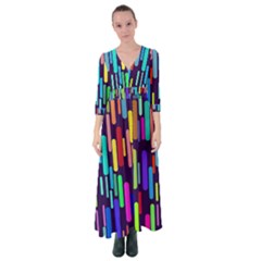 Abstract Line Button Up Maxi Dress