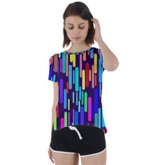 Abstract Line Short Sleeve Foldover Tee