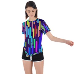 Abstract Line Asymmetrical Short Sleeve Sports Tee