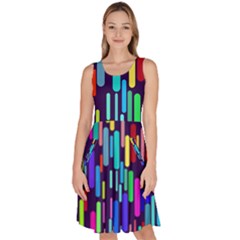 Abstract Line Knee Length Skater Dress With Pockets