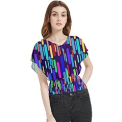 Abstract Line Butterfly Chiffon Blouse