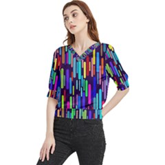 Abstract Line Quarter Sleeve Blouse