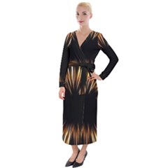 Color Gold Yellow Velvet Maxi Wrap Dress