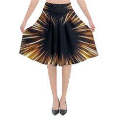 Color Gold Yellow Flared Midi Skirt by HermanTelo