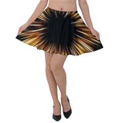 Color Gold Yellow Velvet Skater Skirt