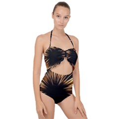 Color Gold Yellow Scallop Top Cut Out Swimsuit by HermanTelo