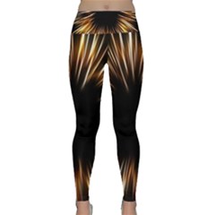 Color Gold Yellow Lightweight Velour Classic Yoga Leggings by HermanTelo