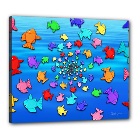 Fractal Art School Of Fishes Canvas 24  X 20  (stretched) by WolfepawFractals