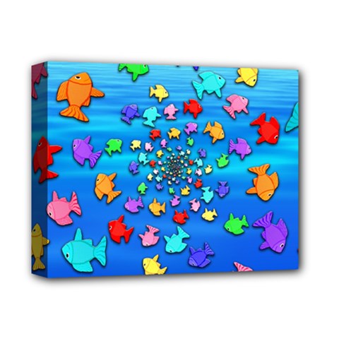 Fractal Art School Of Fishes Deluxe Canvas 14  X 11  (stretched) by WolfepawFractals