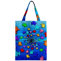 Fractal Art School Of Fishes Zipper Classic Tote Bag by WolfepawFractals