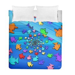 Fractal Art School Of Fishes Duvet Cover Double Side (full/ Double Size) by WolfepawFractals