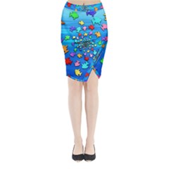 Fractal Art School Of Fishes Midi Wrap Pencil Skirt by WolfepawFractals