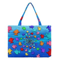 Fractal Art School Of Fishes Medium Tote Bag by WolfepawFractals