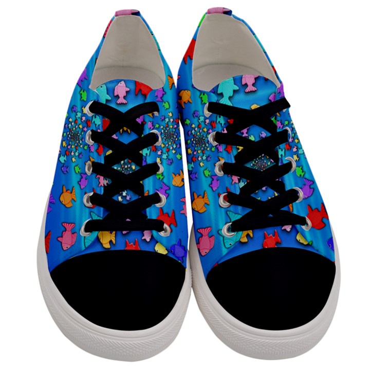 Fractal Art School Of Fishes Men s Low Top Canvas Sneakers