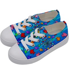 Fractal Art School Of Fishes Kids  Low Top Canvas Sneakers by WolfepawFractals