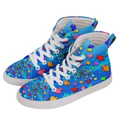 Fractal Art School Of Fishes Women s Hi-top Skate Sneakers by WolfepawFractals